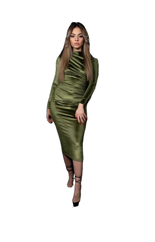 Emerald Envy Velvet Gown Dress