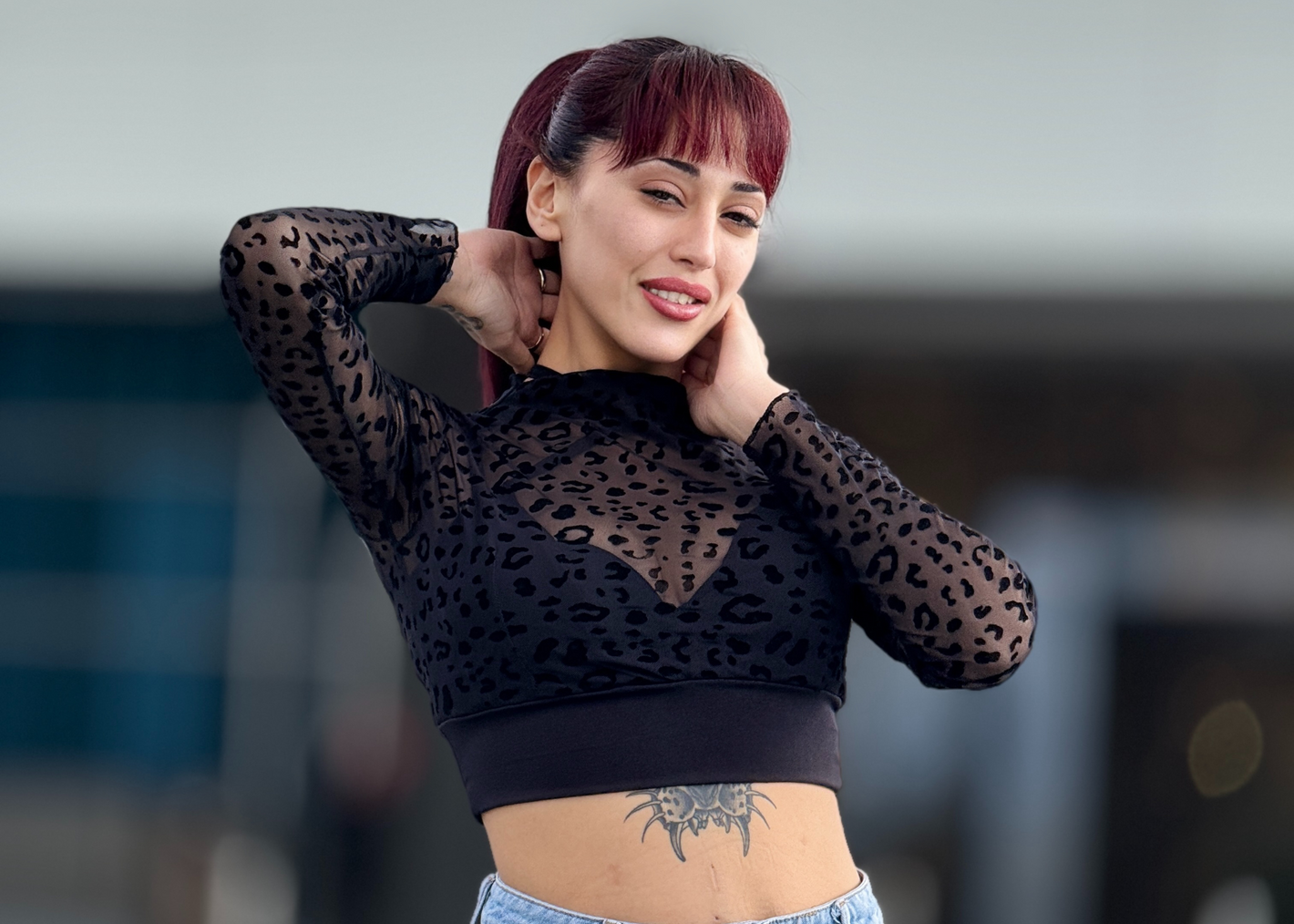 woman in black top
