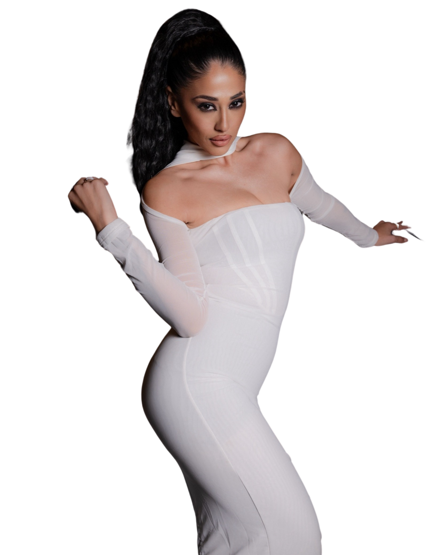 White, Long Sleeve Dress