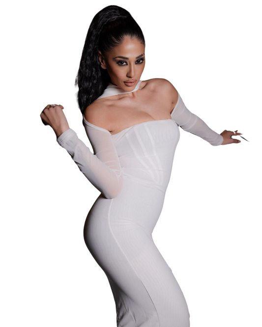 White, Long Sleeve Dress