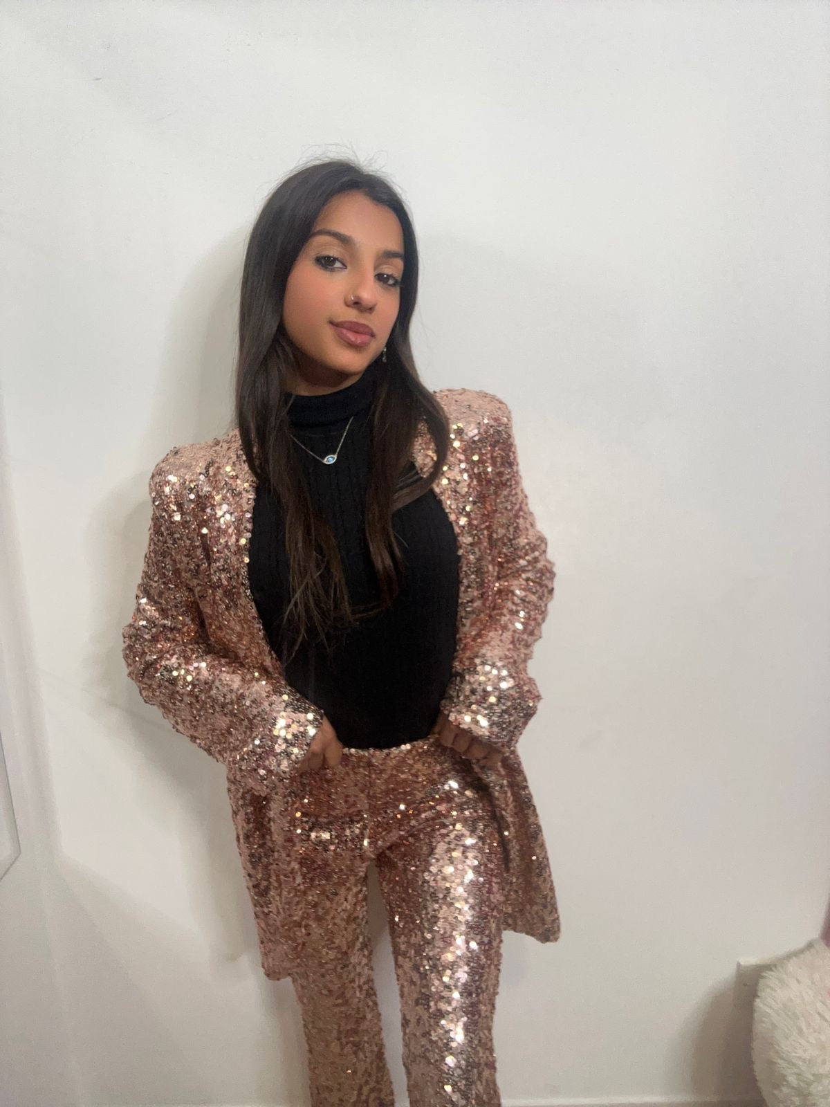 Rose Gold Sequin Blazer Co-Ord Set