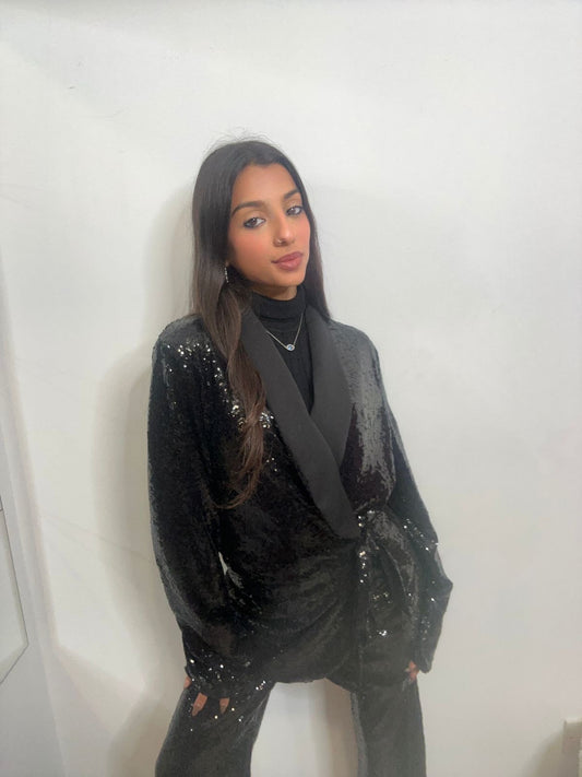 Black Sequin Blazer Co-Ord Set