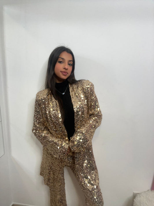 Gold Sequin Blazer Co-Ord Set
