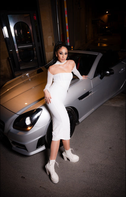 White, Long Sleeve Dress