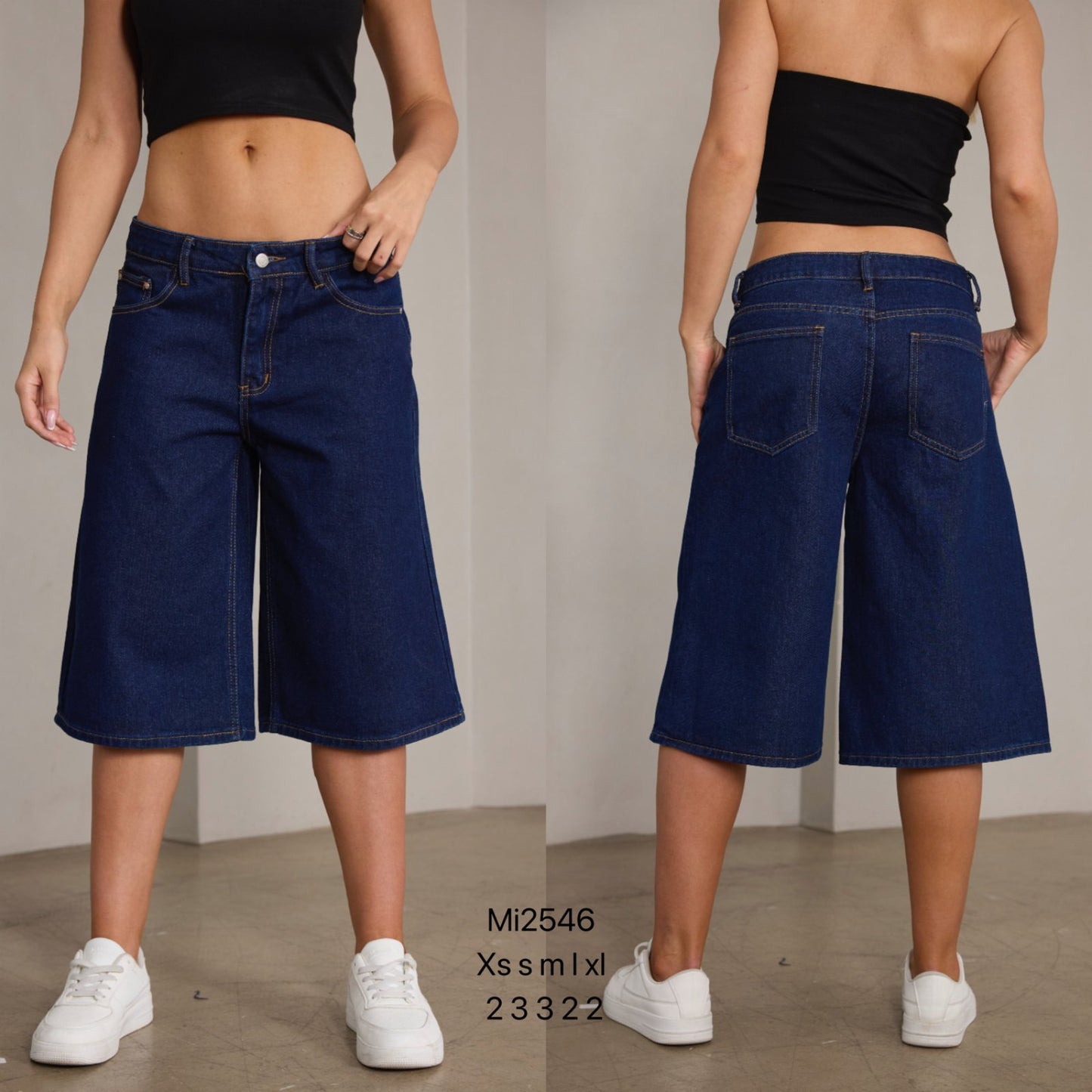 Denim 3/4 Shorts in blue and black