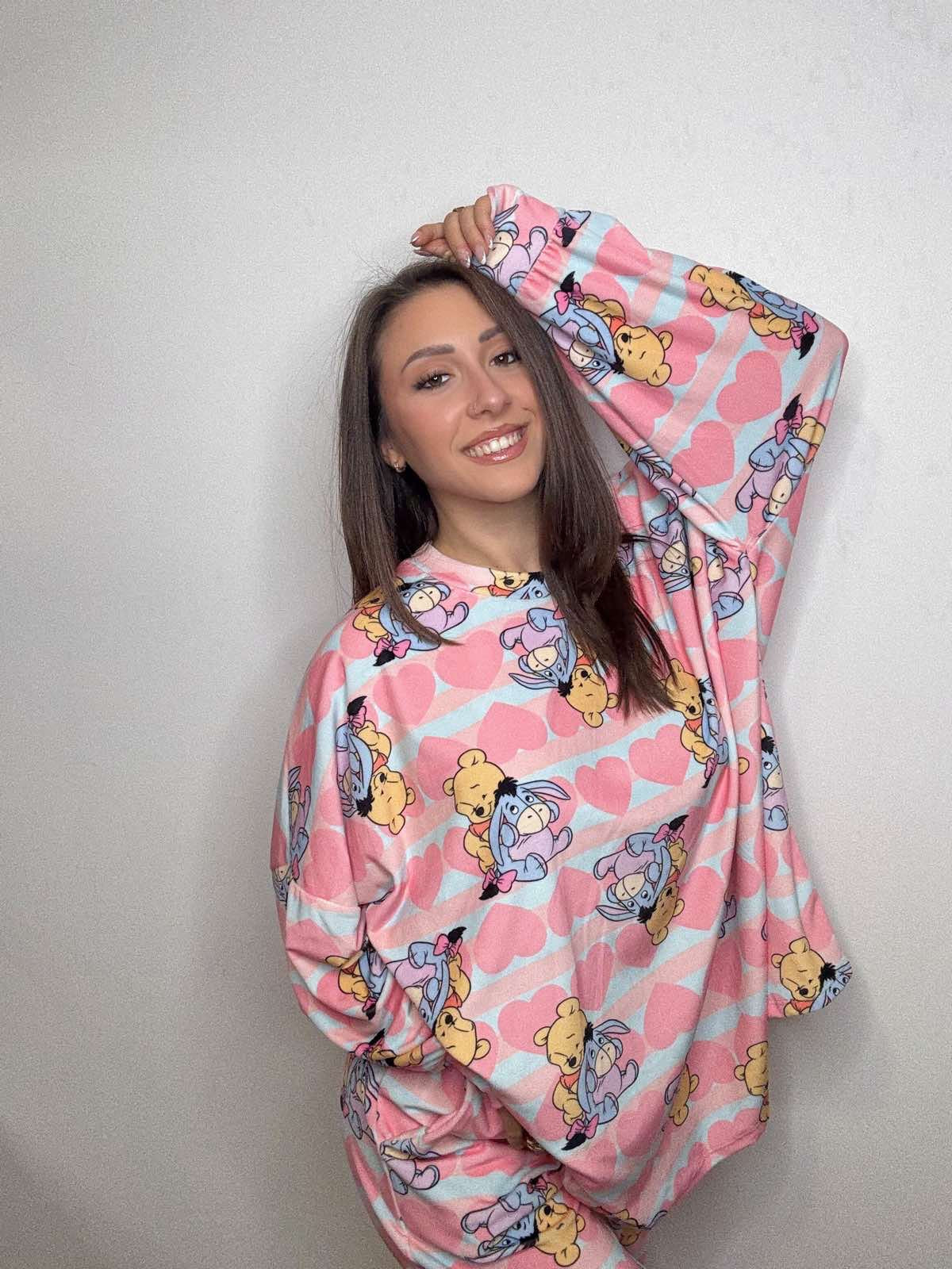 New Glam Cartoon Pyjamas (Pink- TEDDY BEAR)