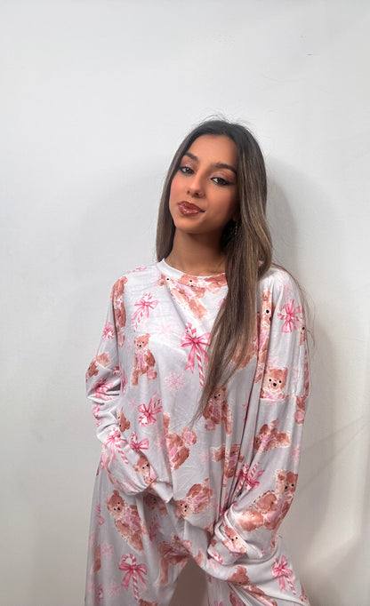 New Glam Cartoon Pyjamas (Pink- TEDDY BEAR)