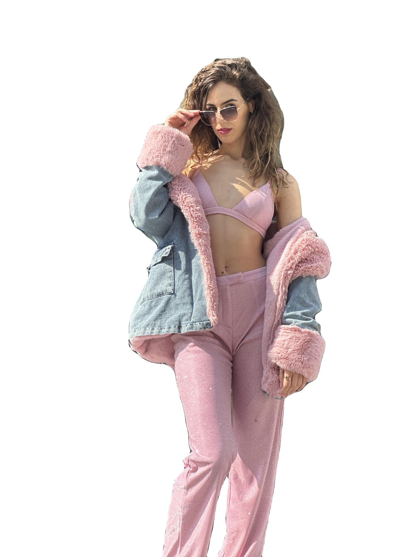 Pink Glitz Denim Outfit