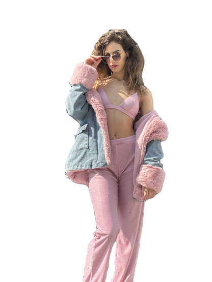 Pink Glitz Denim Outfit