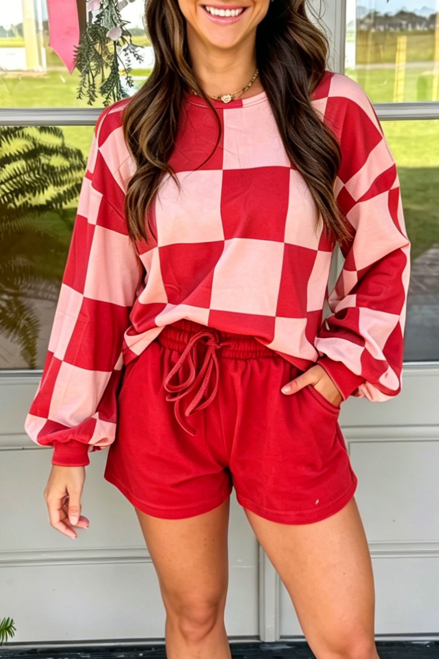 Ruby Checkerboard Shorts Set