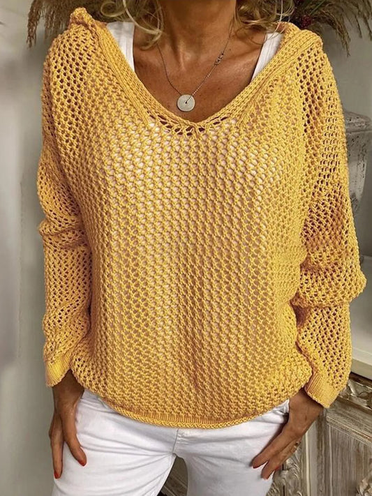 Amalfi Openwork Hooded Knit Cover-Up in Yellow
